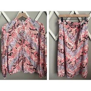 NWT! Beulah Style Women's M 2-piece Dress Multi Paisley Skirt & Top